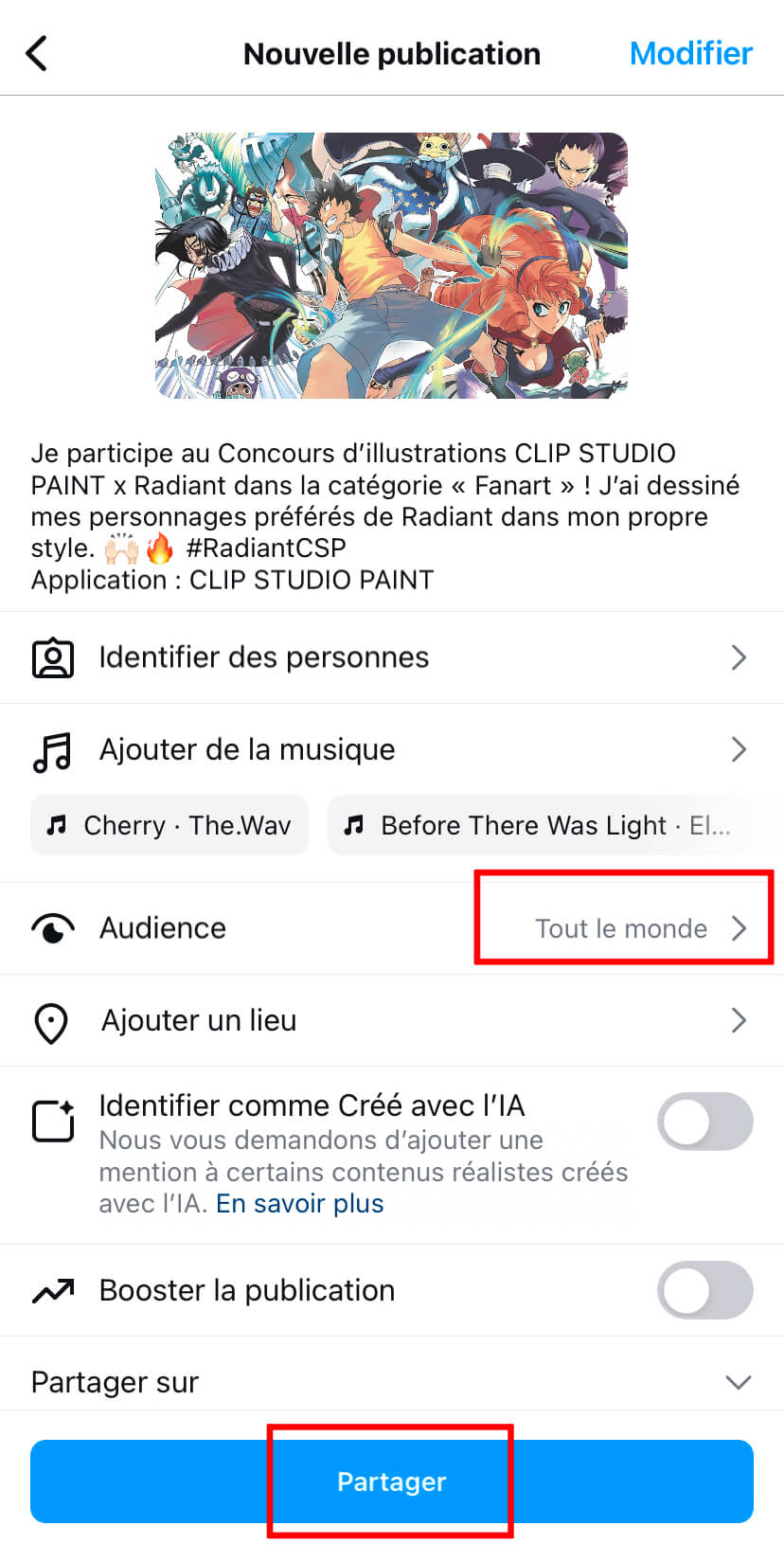 Comment participer Exemple de participation sur Instagram