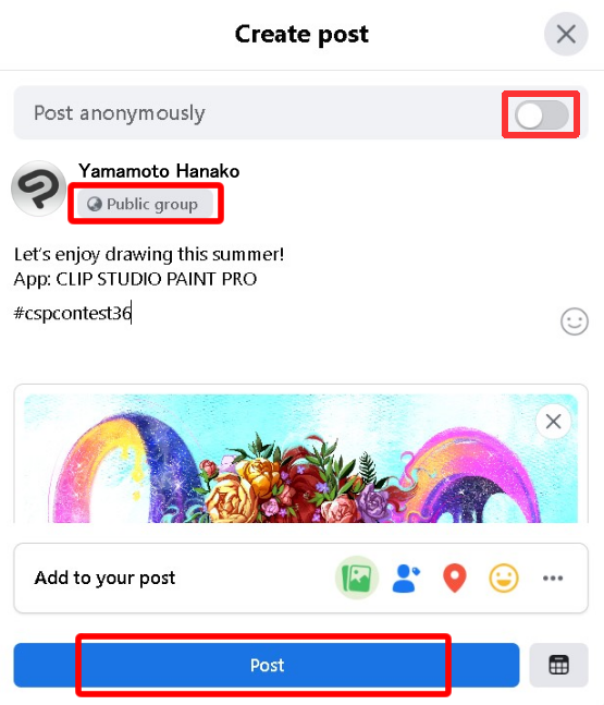 Une fois votre travail terminé, participez depuis les réseaux sociaux ! Participer sur Facebook