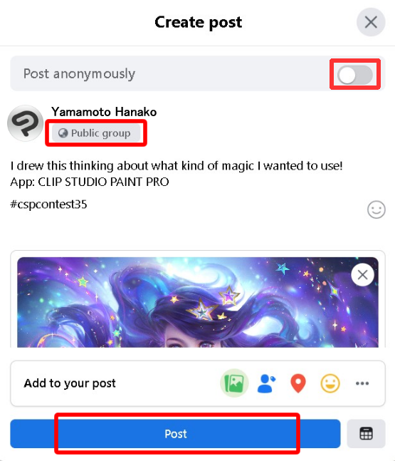 Comment participer Exemple de participation sur Facebook