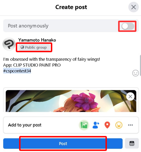 Comment participer Exemple de participation sur Facebook