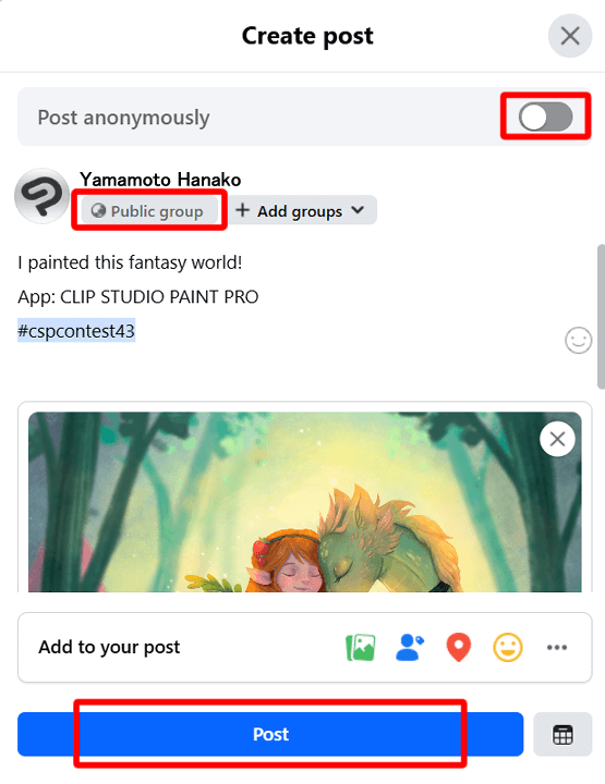 Comment participer Exemple de participation sur Facebook