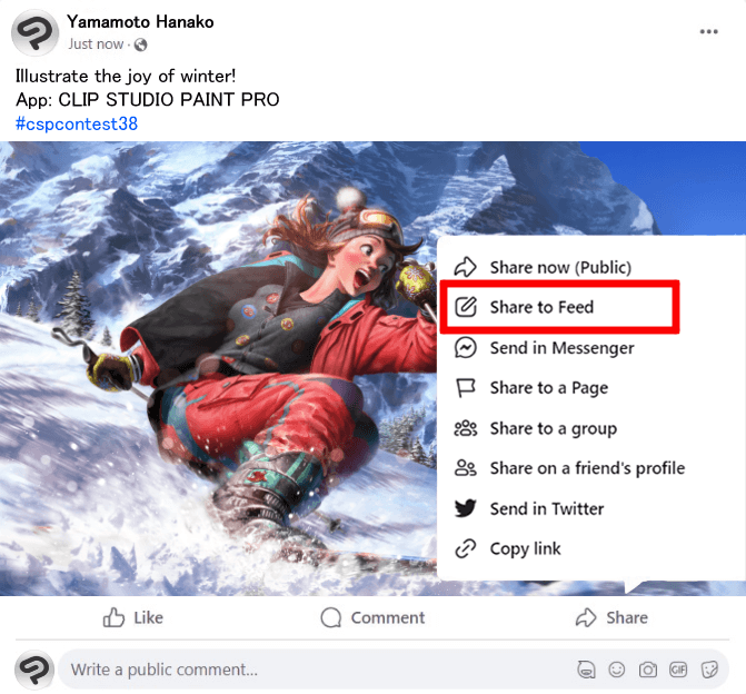 Comment participer Exemple de participation sur Facebook