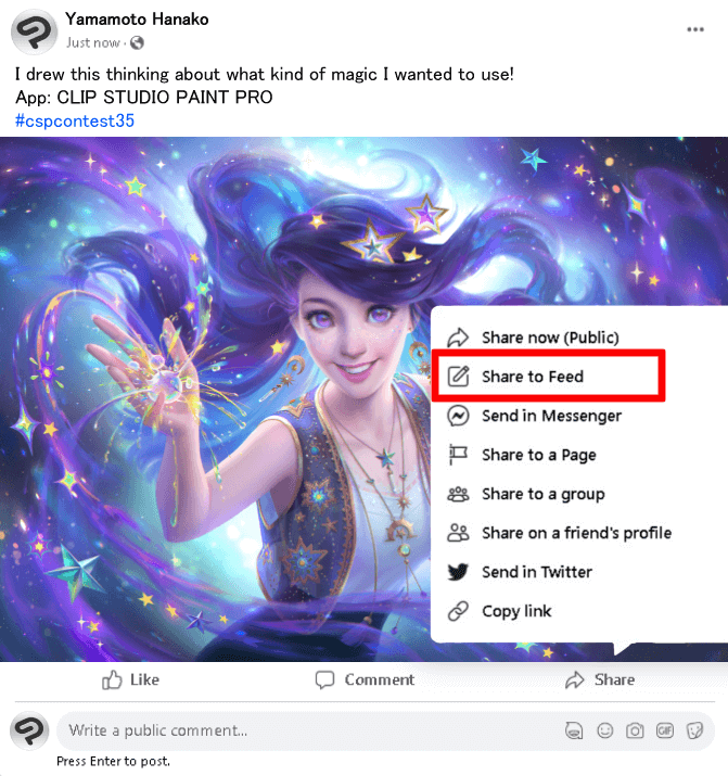 Comment participer Exemple de participation sur Facebook