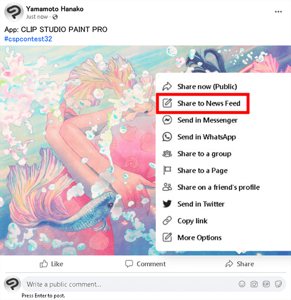 Comment participer Exemple de participation sur Facebook