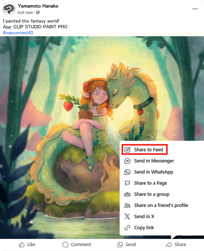 Comment participer Exemple de participation sur Facebook