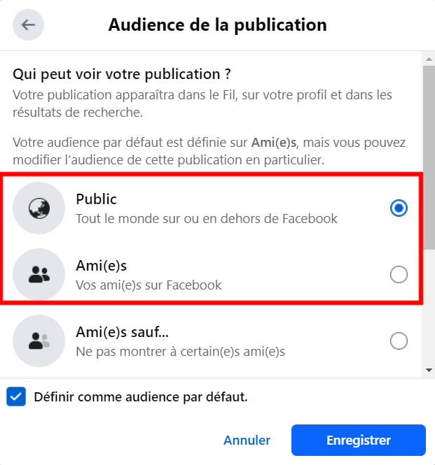 Comment participer Exemple de participation sur Facebook