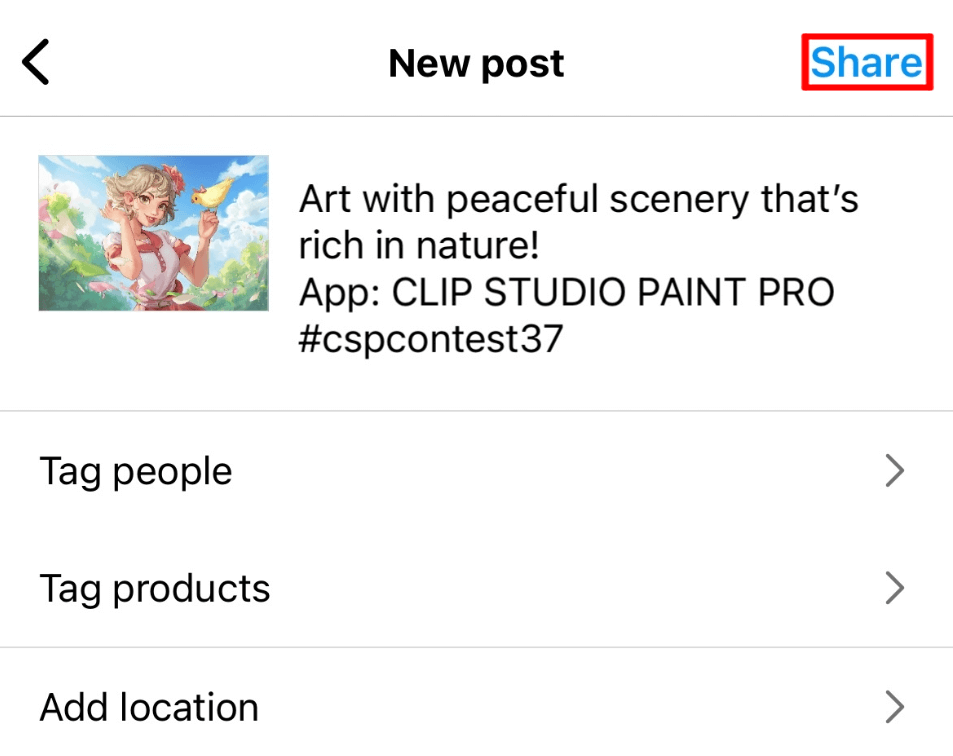 Comment participer Exemple de participation sur Instagram