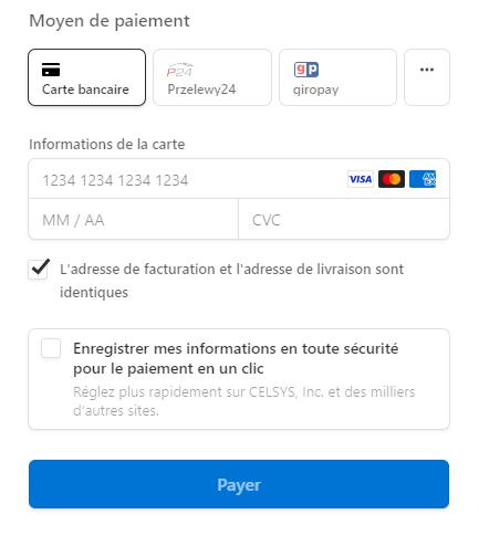 Payment information
